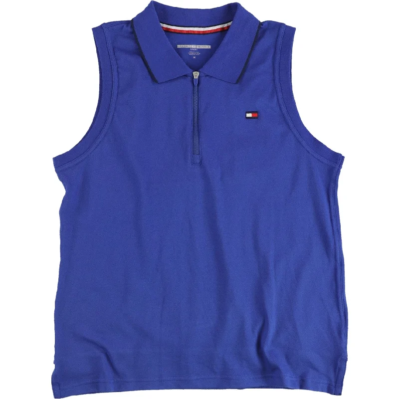 Men's Shirts with Bow TiesTommy Hilfiger Womens Zipper Polo Shirt, Blue, Medium