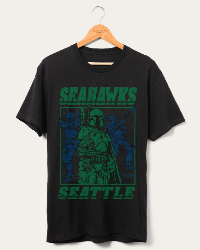 Men's Shirts with Ruffled HemlinesSeahawks Star Wars Boba Fett Showdown Fan Tee