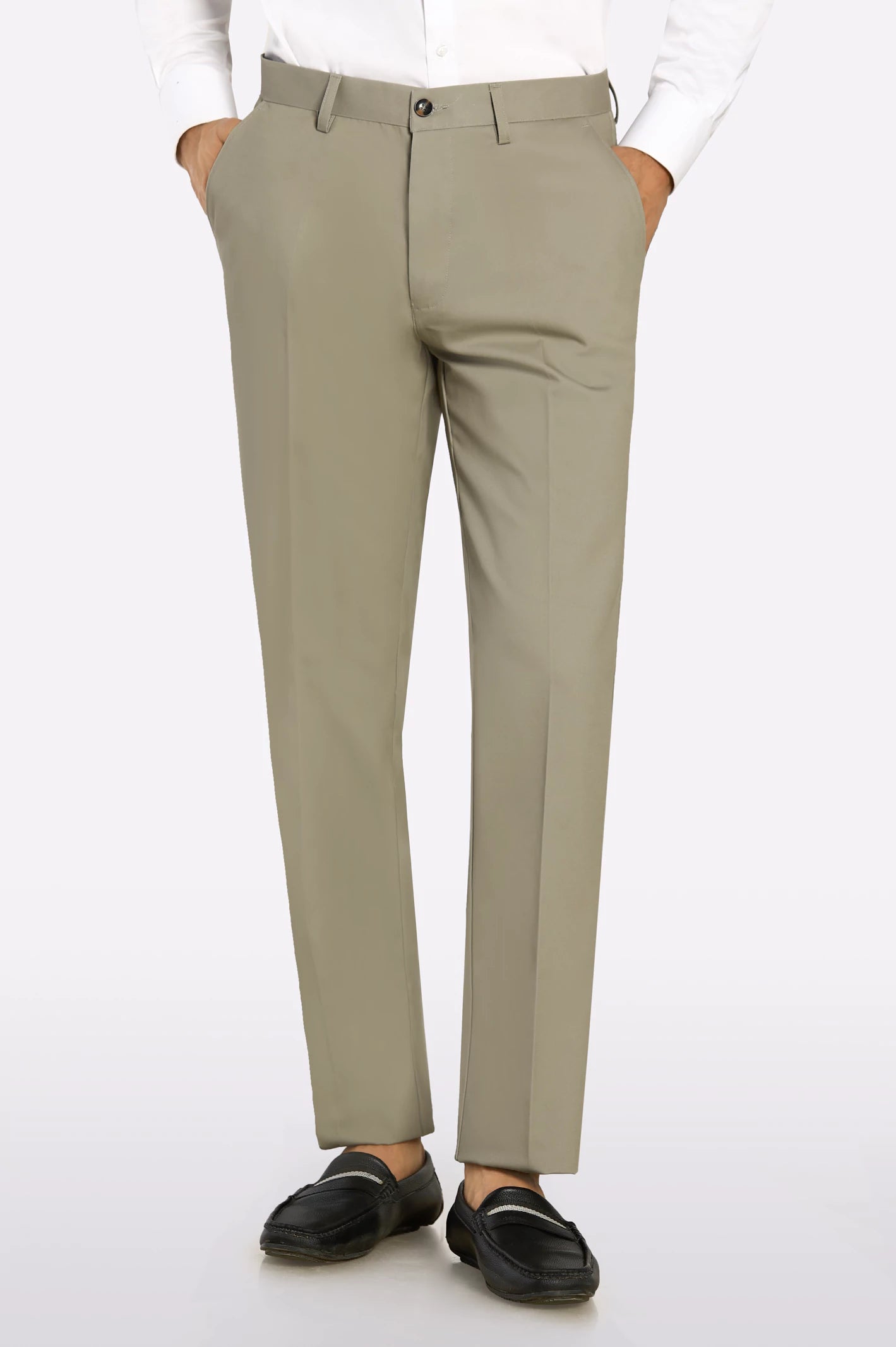 Mid-Waisted Men's JeansSand Smart Fit Cotton Trouser