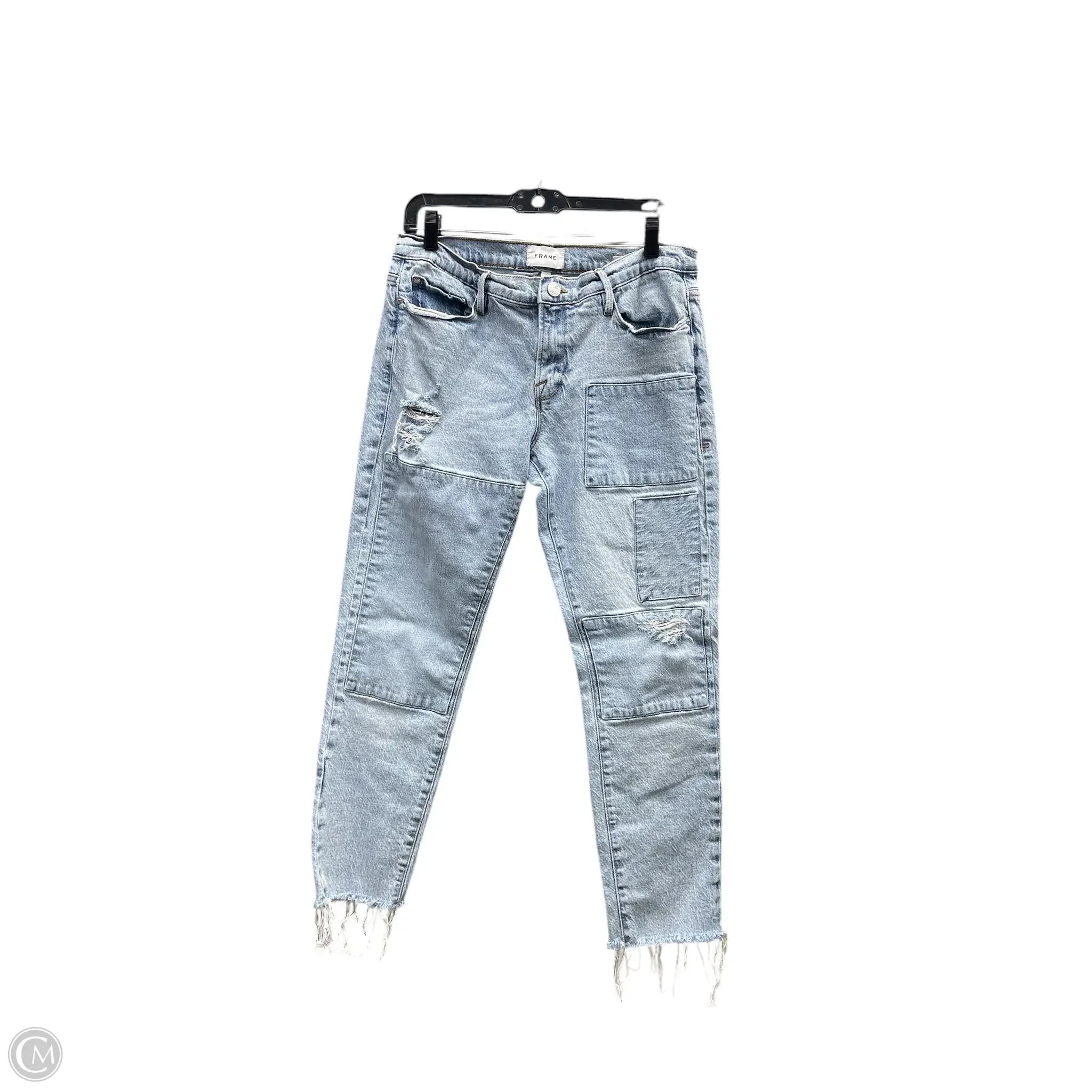 Men's Jeans with a Destroyed LookJeans Straight By Frame In Blue Denim, Size: 8