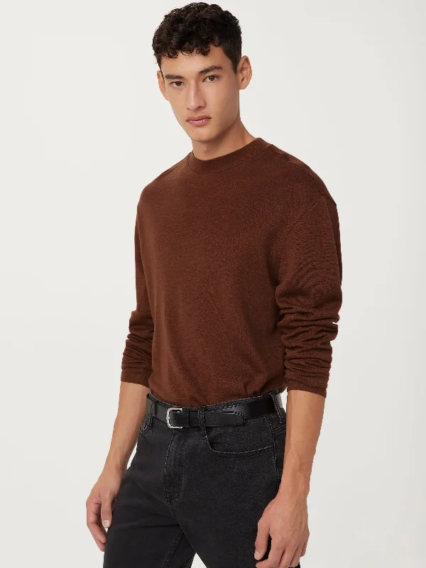 Men's Shirts with Patch PocketsThe Merino Wool Mock Neck  in Cappuccino