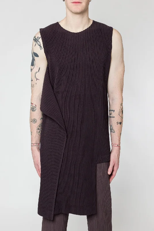 Men's Coats with Fur TrimHomme Plissé Issey Miyake RB Color Palette Tunic in Plum Violet Men's Coats with Fur TrimHomme Plissé Issey Miyake RB Color Palette Tunic in Plum Violet