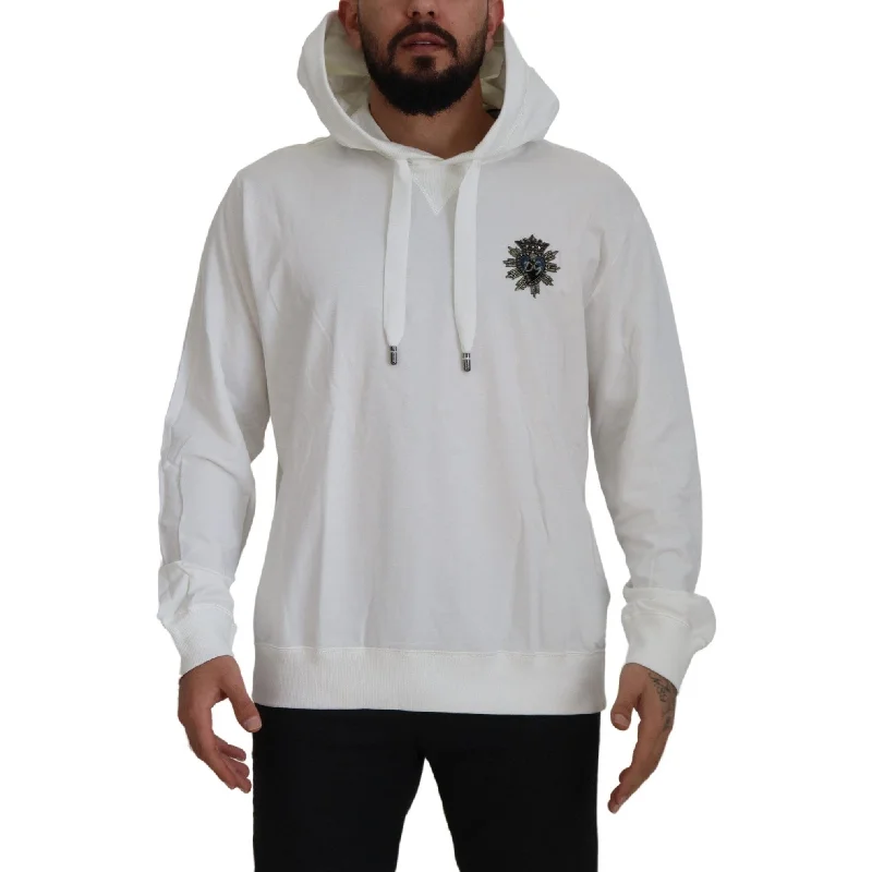 Layered Men's Vest SweatersDolce & Gabbana Stunning White Hooded Men's Sweater