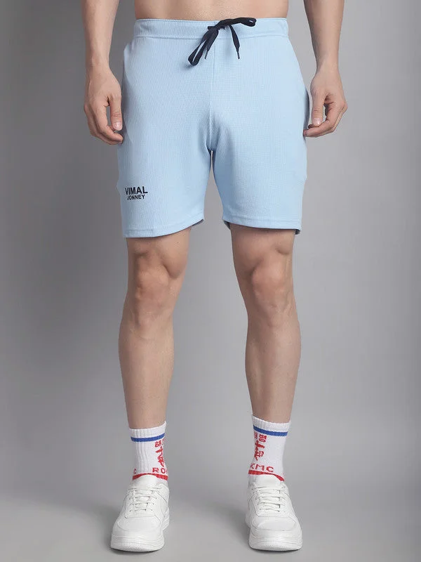 Men's Activewear Shorts with PocketsMack Jonney Solid Light Blue Regular Fit Polyster Lycra Shorts For Men Men's Activewear Shorts with PocketsMack Jonney Solid Light Blue Regular Fit Polyster Lycra Shorts For Men