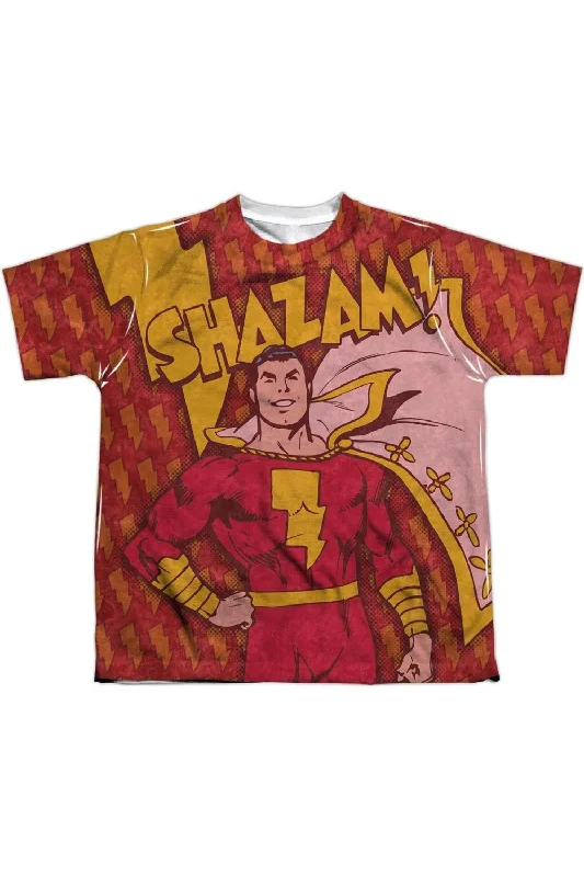Durable Men's Work ShirtsDC Comics Shazam Bolts Short Sleeve Youth Poly Crew Tee / T-Shirt Durable Men's Work ShirtsDC Comics Shazam Bolts Short Sleeve Youth Poly Crew Tee / T-Shirt