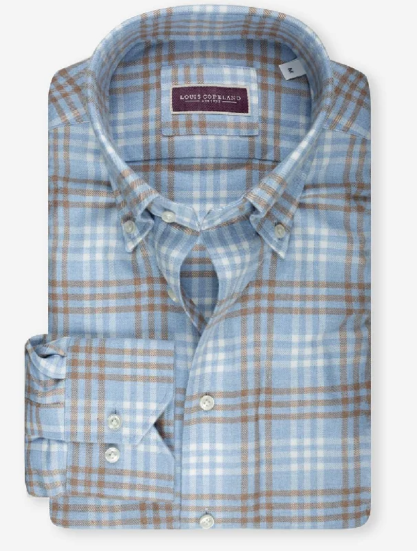 Versatile Men's Short-Sleeve ShirtsCheck Flannel Slim Fit Blue