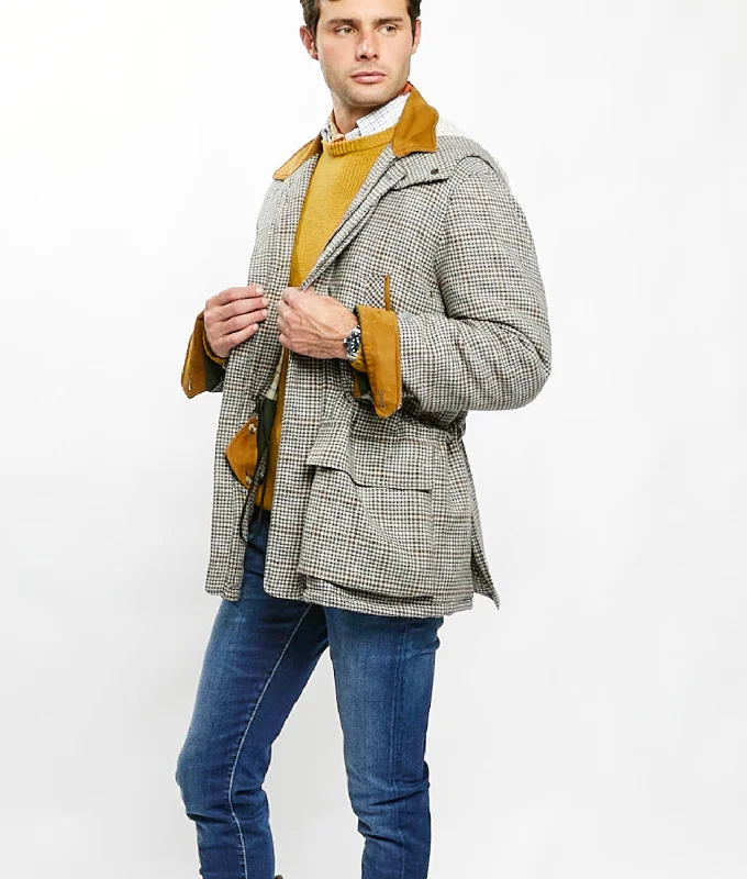 Men's Coats with Patchwork DesignsRalph Coat Grey/Tan Houndstooth