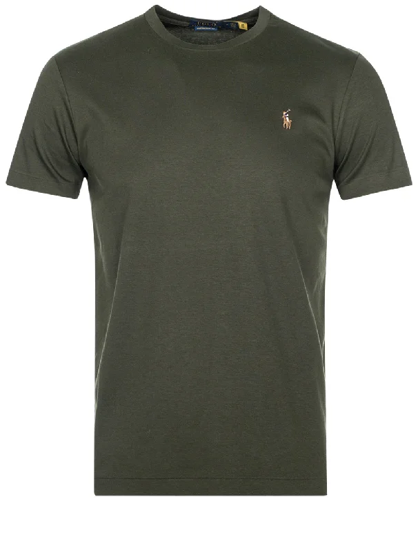 Stylish Men's HenleysPima Polo T-Shirt Olive
