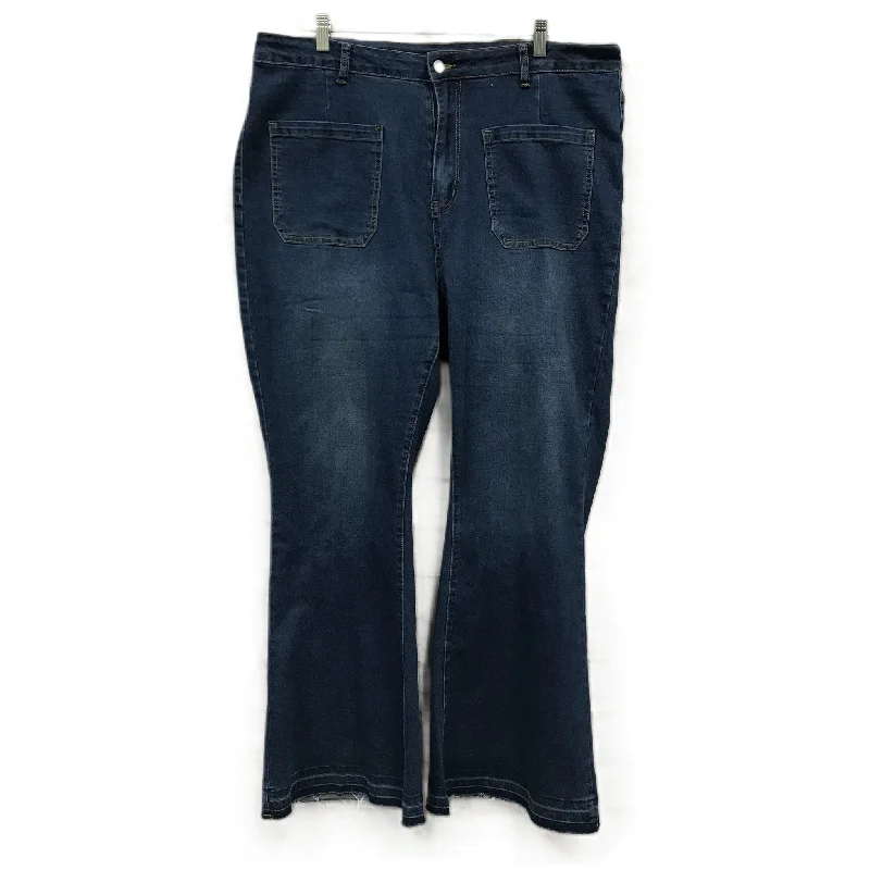 Men's Jeans with a Distressed LookBlue Jeans Flared By Shein, Size: 3x