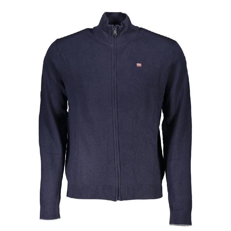 Men's Sweaters with Belt AttachmentsNapapijri Blue Fabric Men Men's Sweater