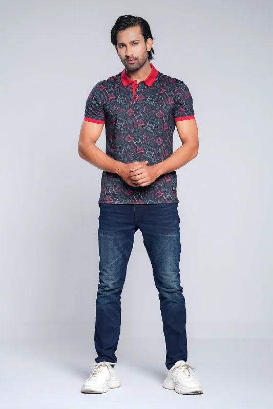 Men's Shirts with Geometric Patterns'Star Wars'- themed Printed Polo Shirt