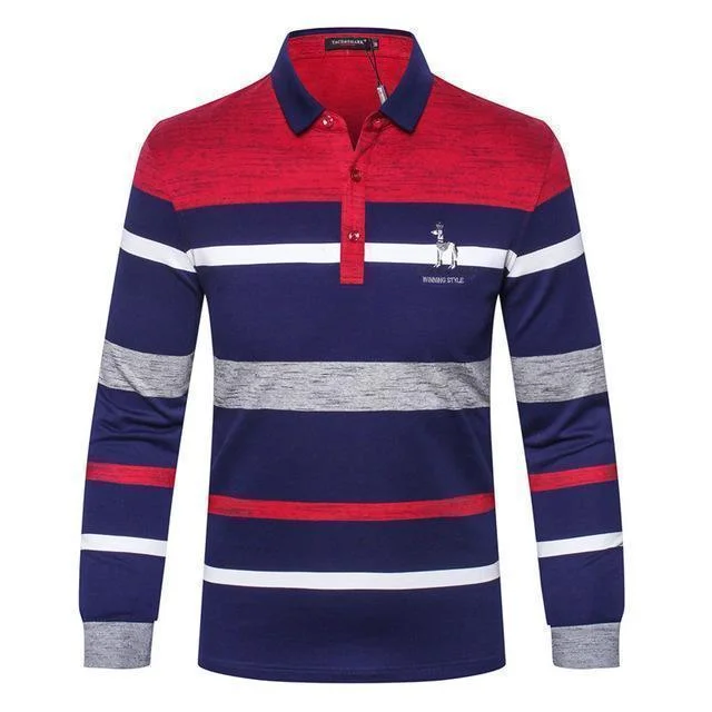 Men's Shirts with Geometric PatternsMen's Polo Shirt Striped T-Shirt