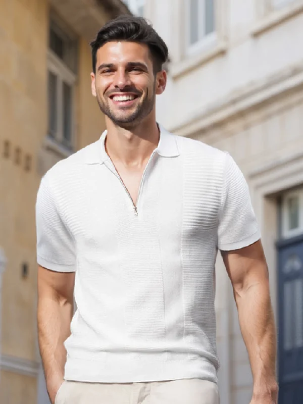 Men's Shirts with Button-Down CollarsZipper Polo Knit T-shirt - Maverick