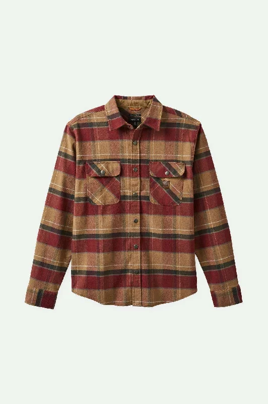 Men's Performance Fabric Shirts for All-Day ComfortBuilders Bowery Stretch Water Resistant L/S Flannel - Woodsmoke/Cordovan Red/Washed Black Men's Performance Fabric Shirts for All-Day ComfortBuilders Bowery Stretch Water Resistant L/S Flannel - Woodsmoke/Cordovan Red/Washed Black