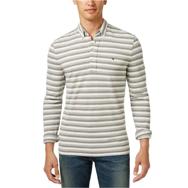 Men's Shirts with Mandarin CollarsTommy Hilfiger Mens Vanderbilt Striped Rugby Polo Shirt, Grey, X-Small Men's Shirts with Mandarin CollarsTommy Hilfiger Mens Vanderbilt Striped Rugby Polo Shirt, Grey, X-Small