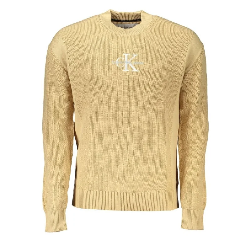 Men's Sweaters with Patch PocketsCalvin Klein Chic Beige Crew Neck Cotton Men's Sweater Men's Sweaters with Patch PocketsCalvin Klein Chic Beige Crew Neck Cotton Men's Sweater