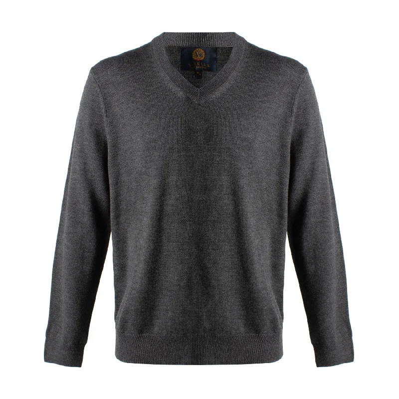 Classic Men's Wool SweatersExtra Fine 'Zegna Baruffa' Merino Wool V-Neck Sweater in Charcoal by Viyella Classic Men's Wool SweatersExtra Fine 'Zegna Baruffa' Merino Wool V-Neck Sweater in Charcoal by Viyella