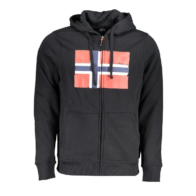 Men's Sweaters with Hoods and DrawstringsNorway 1963 Black Cotton Men's Sweater