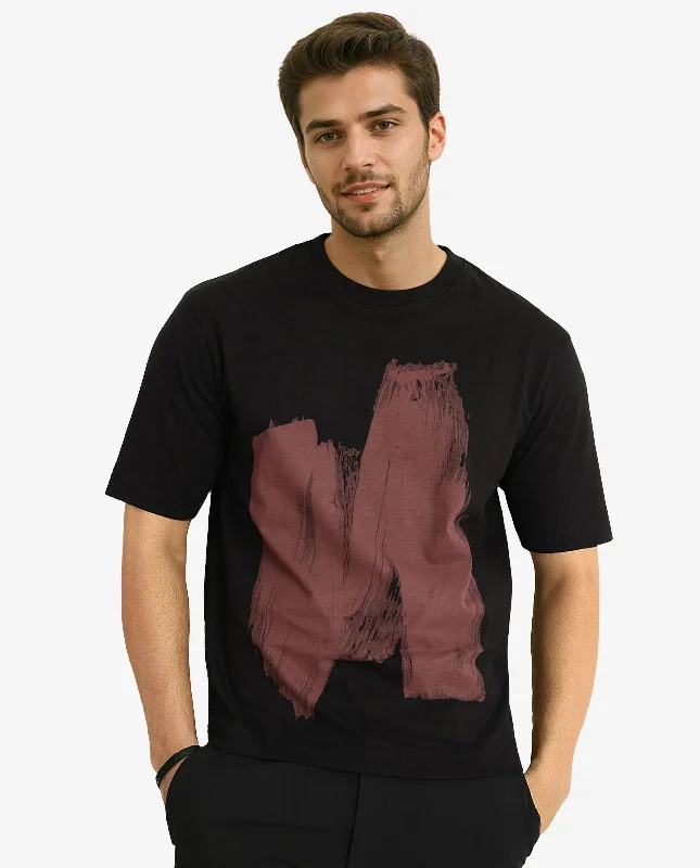 Men's Shirts for FishingRare Rabbit Men Jade Black Cotton Fabric Short Sleeve Crew Neck Oversized Fit Abstract Graphic Print T-Shirt Men's Shirts for FishingRare Rabbit Men Jade Black Cotton Fabric Short Sleeve Crew Neck Oversized Fit Abstract Graphic Print T-Shirt