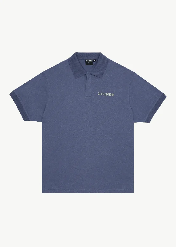 Men's Shirts with Hidden PocketsAFENDS Mens Byron Trip - Short Sleeve Polo Shirt - Marlin