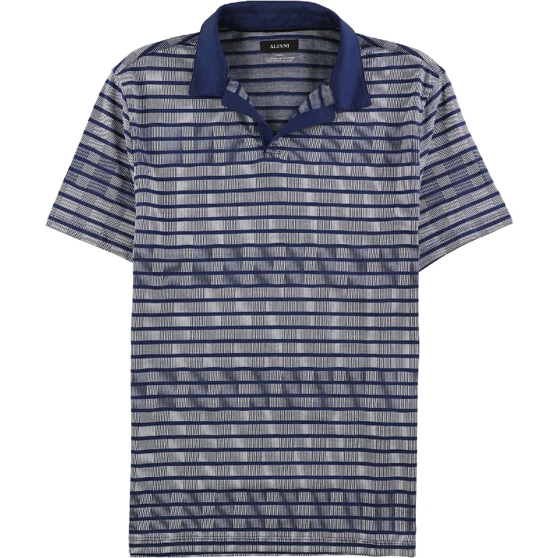 Men's Shirts with Double-Breasted DesignsAlfani Mens Striped Rugby Polo Shirt, Blue, Small Men's Shirts with Double-Breasted DesignsAlfani Mens Striped Rugby Polo Shirt, Blue, Small