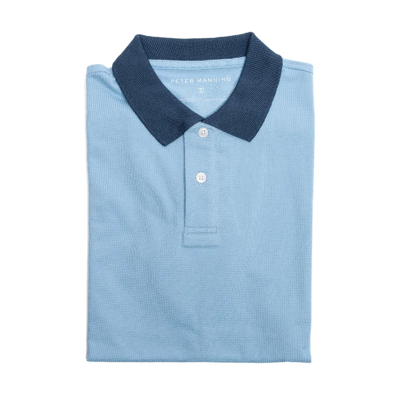 Men's Shirts with Striped PatternsJames Polo Shirt - Pale Blue Tipped