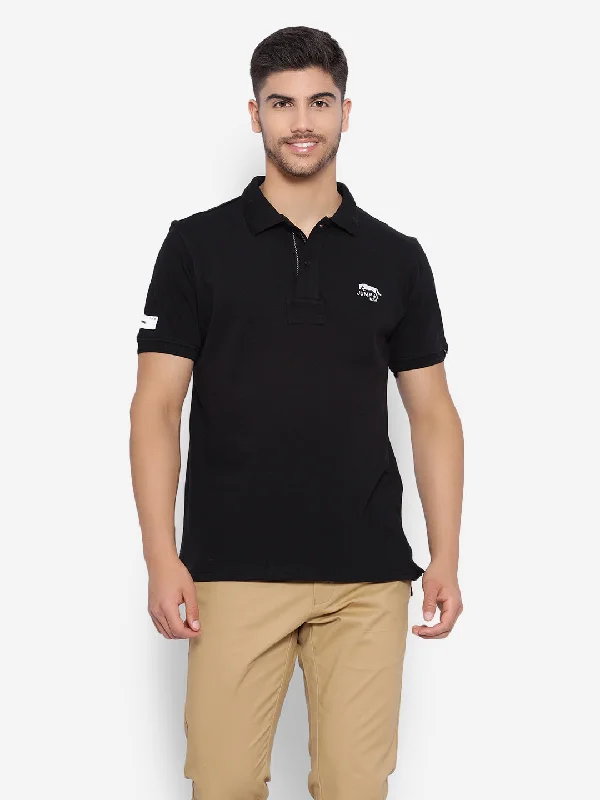 Men's Shirts with Wingtip CollarsJUMP USA Men Black Solid Polo Collar Pure Cotton T-shirt Men's Shirts with Wingtip CollarsJUMP USA Men Black Solid Polo Collar Pure Cotton T-shirt