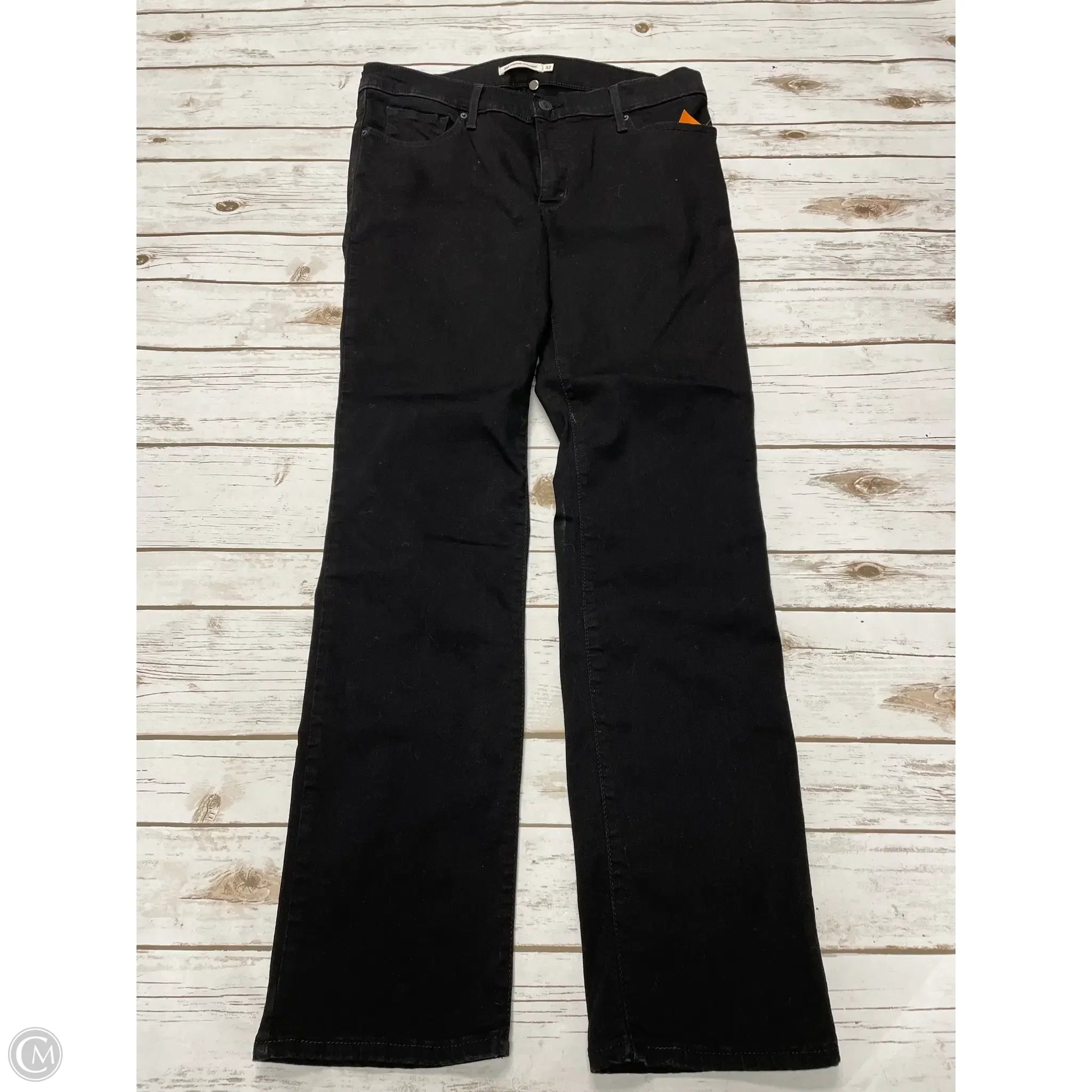 Wash and Wear Men's JeansJeans Straight By Levis In Black Denim, Size: 14