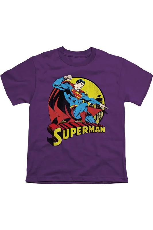 Men's Shirts with Single-Breasted DesignsDC Comics Big Blue Short Sleeve Youth Tee / T-Shirt Men's Shirts with Single-Breasted DesignsDC Comics Big Blue Short Sleeve Youth Tee / T-Shirt