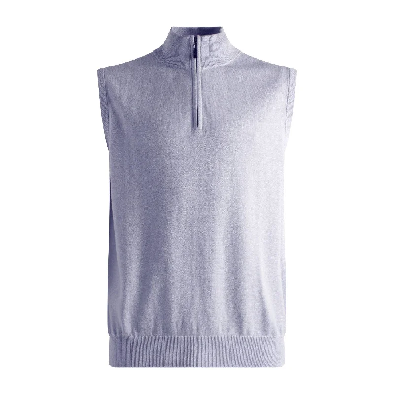Men's Sweaters in Bright ColorsCotton and Silk Blend Zip-Neck Sweater Vest in Blueberry by Viyella Men's Sweaters in Bright ColorsCotton and Silk Blend Zip-Neck Sweater Vest in Blueberry by Viyella