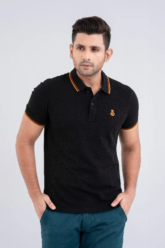 Men's Shirts with High NecksRegular Fit Pique Knit Polo Shirt
