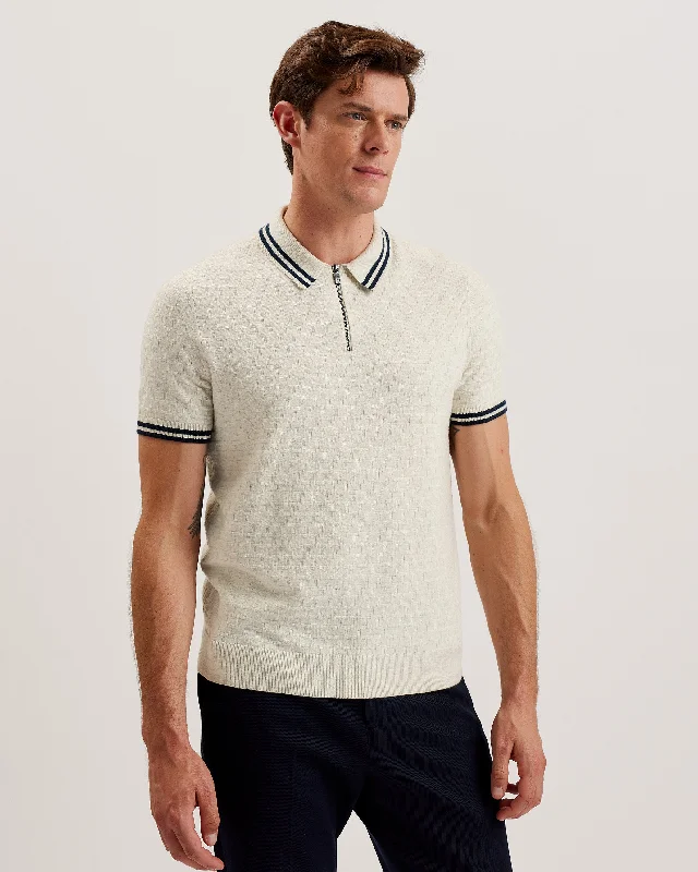 Men's Performance Shirts for SportsMahani Short Sleeve T Textured Polo Shirt Beige
