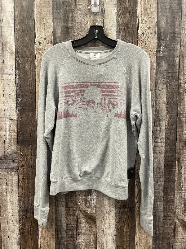 Men's Hoodies with Reflective StripesSweatshirt Crewneck By Sundry In Grey, Size: S