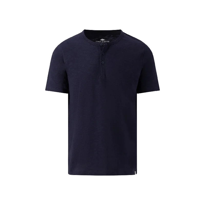 Men's Shirts with Belt AttachmentsFynch-Hatton Henley Slub Casual Fit Polo T-shirt 14131806 Navy