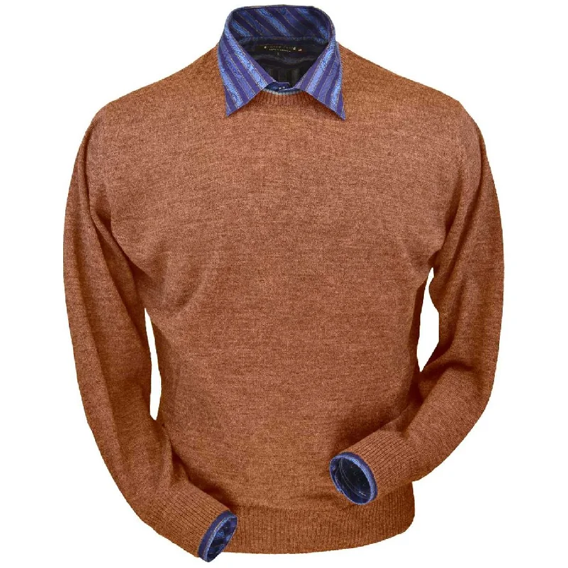 Men's Sweaters in Earthy TonesRoyal Alpaca Crew Neck Sweater in Brick Heather by Peru Unlimited Men's Sweaters in Earthy TonesRoyal Alpaca Crew Neck Sweater in Brick Heather by Peru Unlimited
