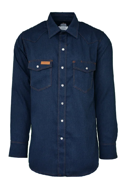 Men's Camping Shirts for Outdoor AdventuresFR Modern Western Shirt made with 5oz. TecaSafe® One Inherent | Denim Navy Men's Camping Shirts for Outdoor AdventuresFR Modern Western Shirt made with 5oz. TecaSafe® One Inherent | Denim Navy