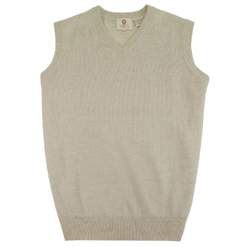 Men's Sweaters in Neutral ColorsExtra Fine 'Zegna Baruffa' Merino Wool V-Neck Sleeveless Sweater Vest in Beige Melange by Viyella Men's Sweaters in Neutral ColorsExtra Fine 'Zegna Baruffa' Merino Wool V-Neck Sleeveless Sweater Vest in Beige Melange by Viyella