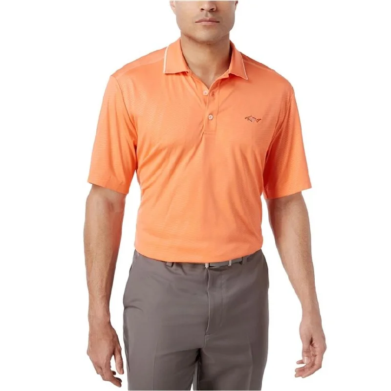 Men's Shirts with Geometric PatternsGreg Norman Mens Embossed Rugby Polo Shirt, Orange, Small Men's Shirts with Geometric PatternsGreg Norman Mens Embossed Rugby Polo Shirt, Orange, Small