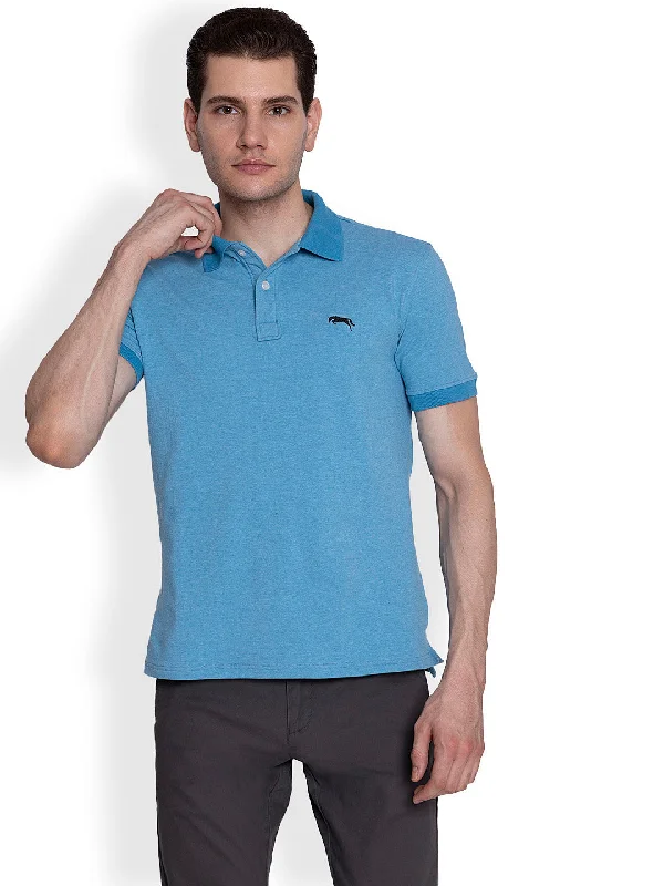 Men's Performance Shirts for SportsJUMP USA Men Solid Sky Blue Polo Collar Cotton T-shirt Men's Performance Shirts for SportsJUMP USA Men Solid Sky Blue Polo Collar Cotton T-shirt