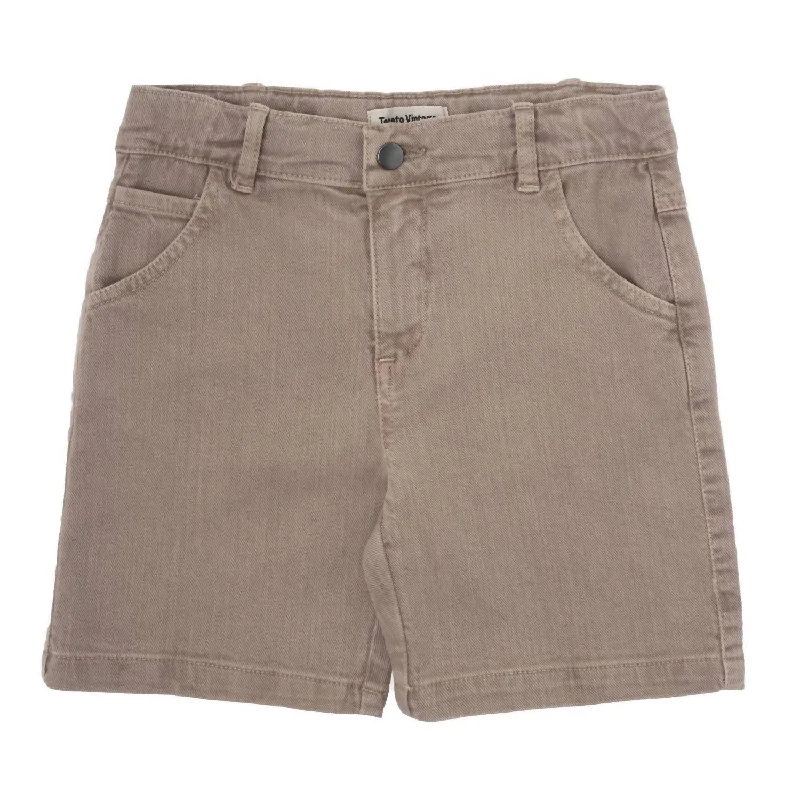Men's Cozy Flannel Shorts for WinterKids Boys Colored Denim Shorts In Brown