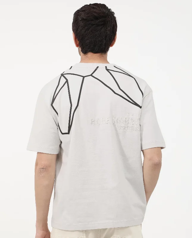 Men's Shirts with Elastic WaistbandsRare Rabbit Articale Mens Lee Light Grey Cotton Fabric Short Sleeve Crew Neck Oversized Fit Graphic Printed T-Shirt Men's Shirts with Elastic WaistbandsRare Rabbit Articale Mens Lee Light Grey Cotton Fabric Short Sleeve Crew Neck Oversized Fit Graphic Printed T-Shirt