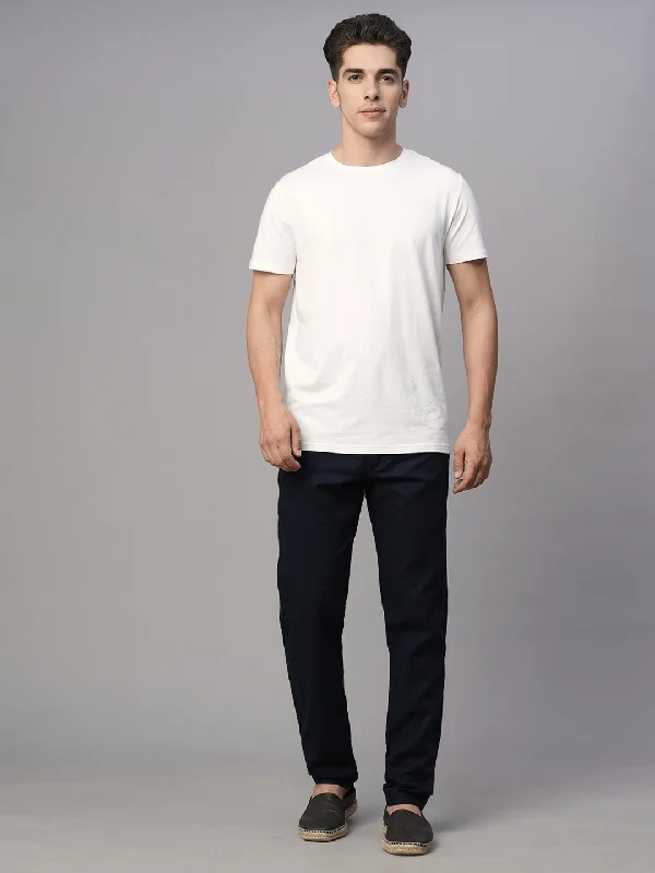 Men's Vintage T-Shirts for a Retro VibeMen's Navy Cotton Linen Slim Fit Pant