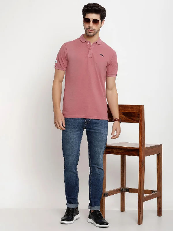 Men's Shirts for HikingJUMP USA Men Solid Polo Collar Pure Cotton T-shirt