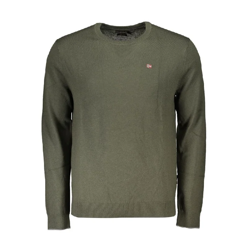 Men's Sweaters with Hidden PocketsNapapijri Green Fabric Men Men's Sweater