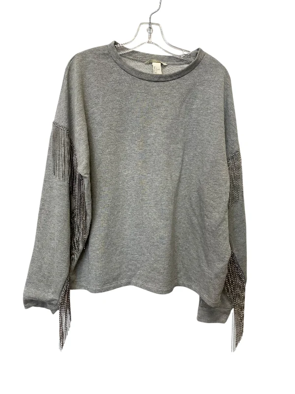 Men's Hoodies for BikingSweatshirt Crewneck By H&m In Grey, Size: L