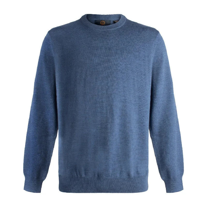 Men's Sweaters with Drawstring WaistbandsExtra Fine 'Zegna Baruffa' Merino Wool Crew Neck Sweater in Indigo by Viyella Men's Sweaters with Drawstring WaistbandsExtra Fine 'Zegna Baruffa' Merino Wool Crew Neck Sweater in Indigo by Viyella