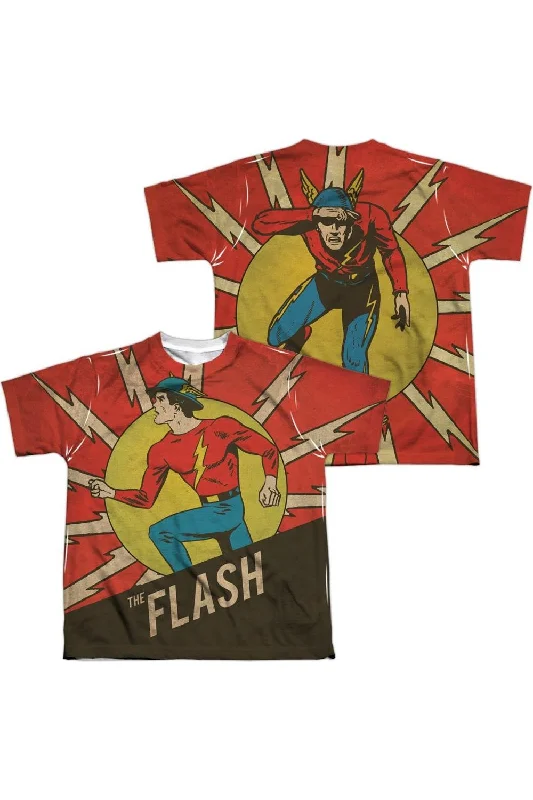 Men's Shirts with Geometric PatternsDC Comics Flash Vintage Comic Flash (Front/Back Print) Short Sleeve Youth Poly Crew Tee / T-Shirt Men's Shirts with Geometric PatternsDC Comics Flash Vintage Comic Flash (Front/Back Print) Short Sleeve Youth Poly Crew Tee / T-Shirt