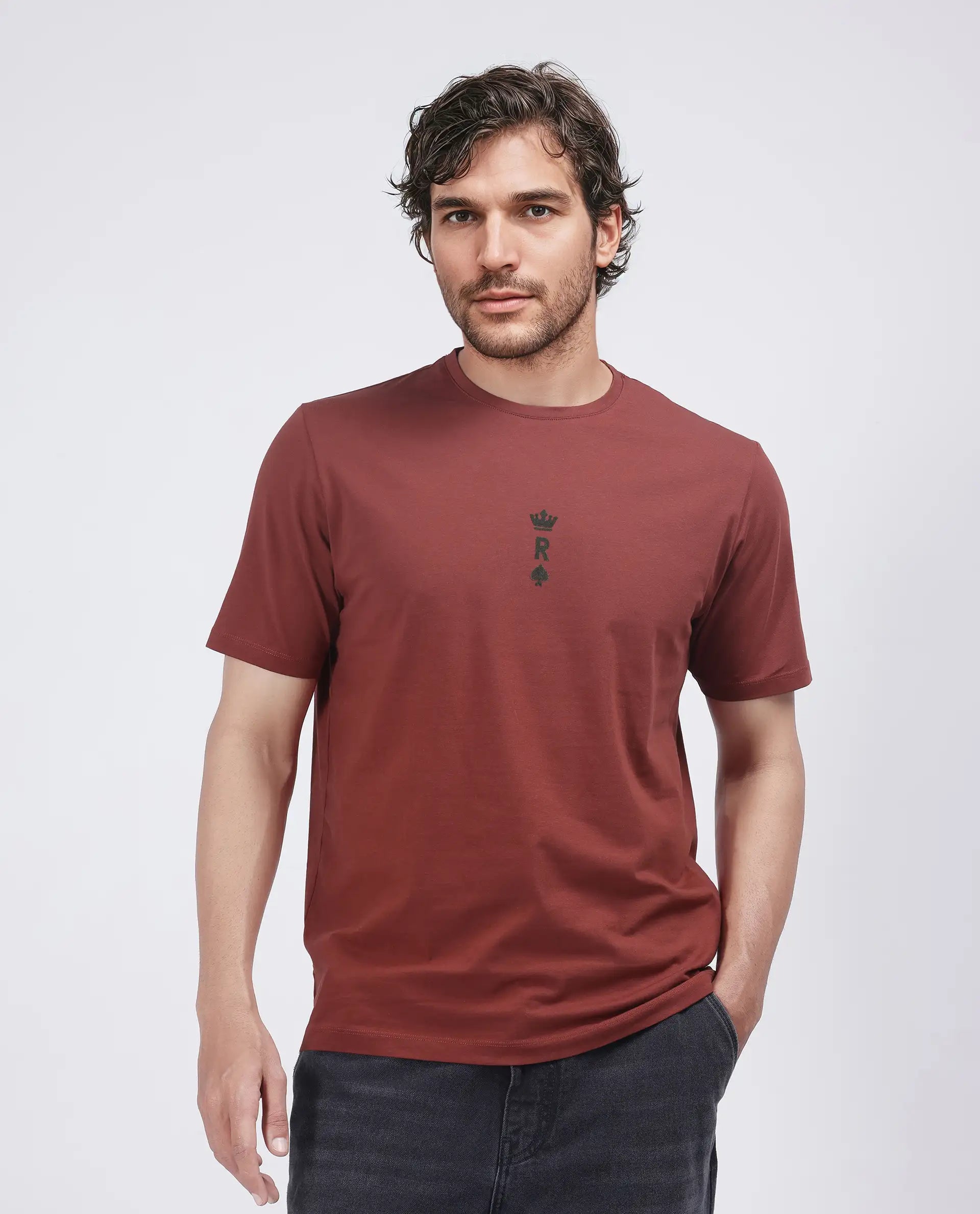 Warm Men's Fleece-Lined TopsRare Rabbit Men Miam Red Cotton Lycra Fabric Short Sleeve Crew Neck Regular Fit Flock Printed Crown T-Shirt Warm Men's Fleece-Lined TopsRare Rabbit Men Miam Red Cotton Lycra Fabric Short Sleeve Crew Neck Regular Fit Flock Printed Crown T-Shirt