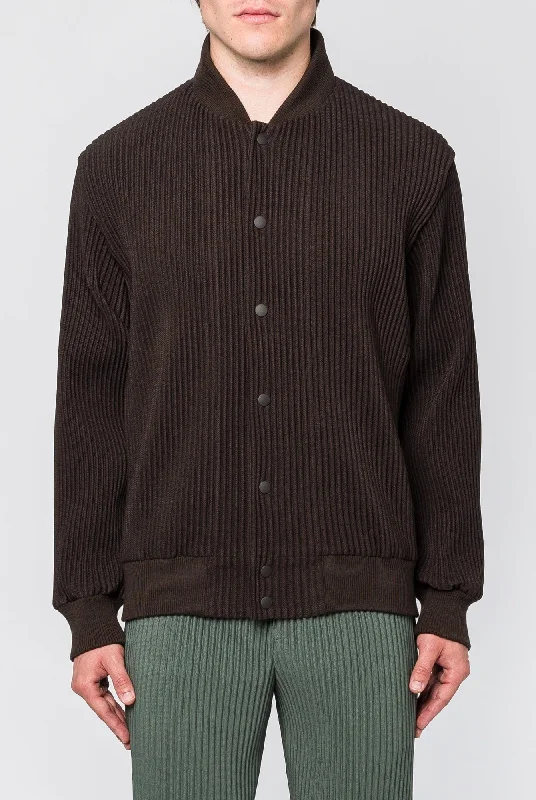Cool Men's Pea CoatsHomme Plissé Issey Miyake Kersey Pleats Bomber in Brown