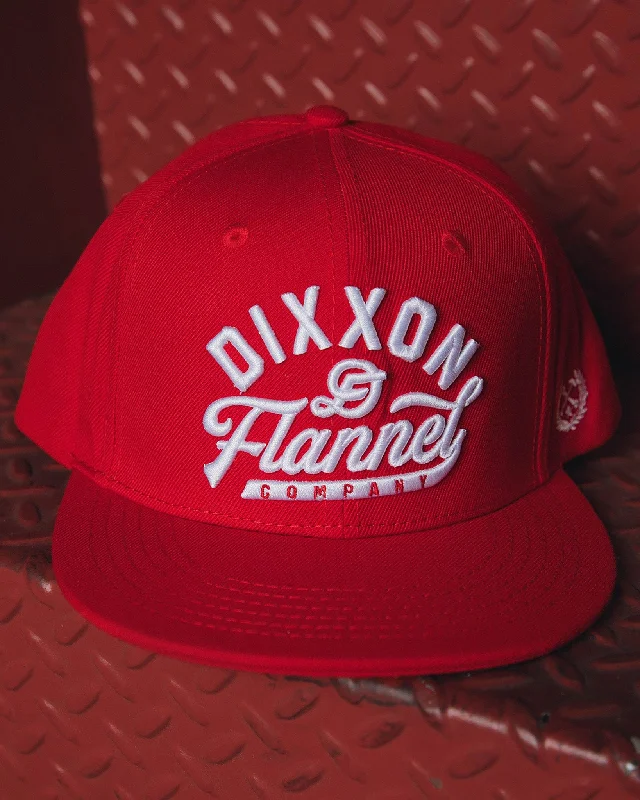 Unique Baseball CapsScript Flat Bill Snapback - Red